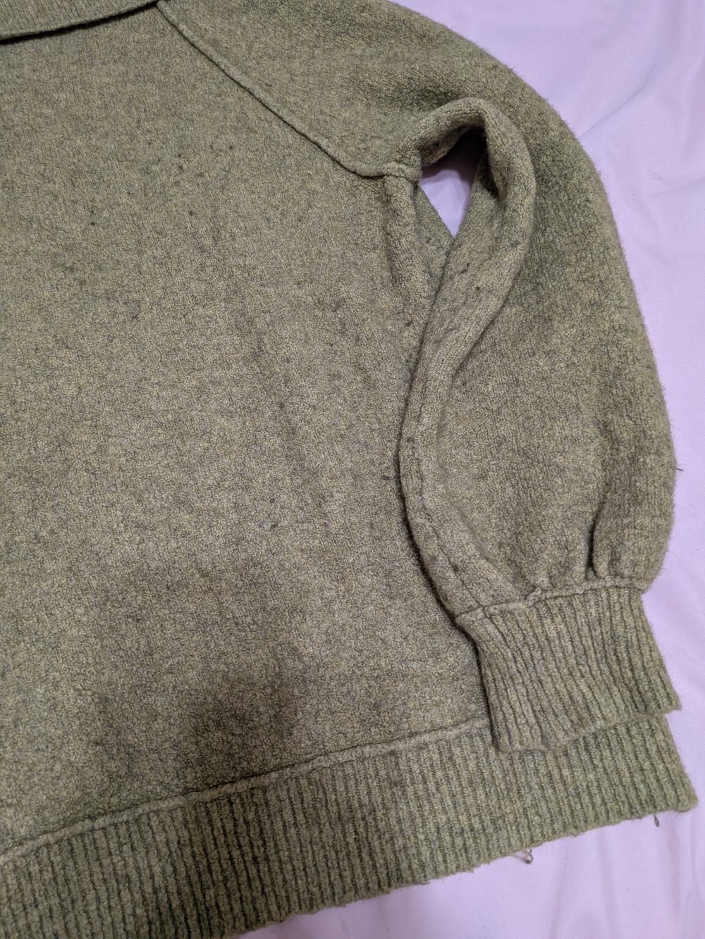 Free People Olive Green Off-the-Shoulder Knit Sweater - Picture 2 of 9